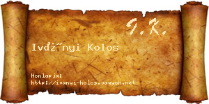 Iványi Kolos névjegykártya